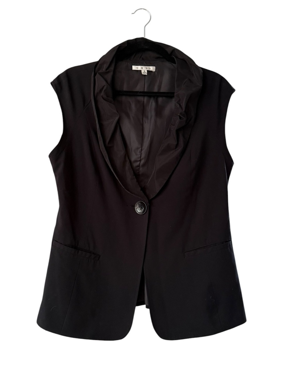 Cabi Black Satin-Lapel Sleeveless Blazer Tuxedo Vest Size 8 Medium